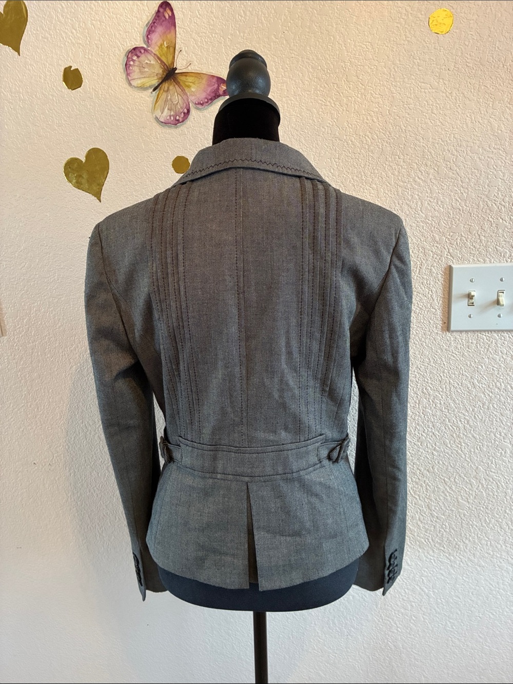 LOFT Gray Tailored Blazer with Decorative Stitching - Picture 5 of 6